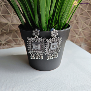 Square Jhumka Oxidised Earring