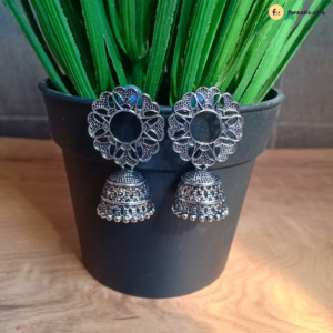 Round Flower With Heart Petal Jhumka