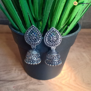 Teardrop Shape With Small Flower Jhumka