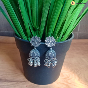 Oxidised Jhumka Flower Jhumka