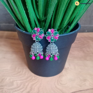 Pink and Green Jhumka