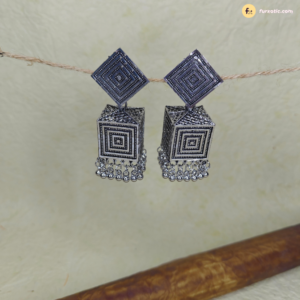Square Oxidised Jhumka Earring
