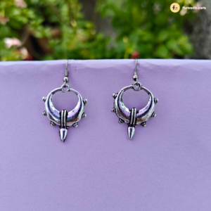 Anchor Shape Round Silver Oxidised Earring