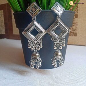 Silver Square Jhumka