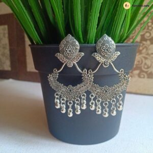Oxidised Jhumka Silver Earring