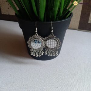 Oxidised Mirror Jhumka