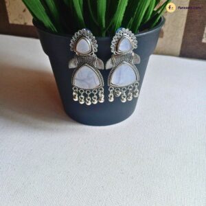 Oxidised Silver Mop Earring